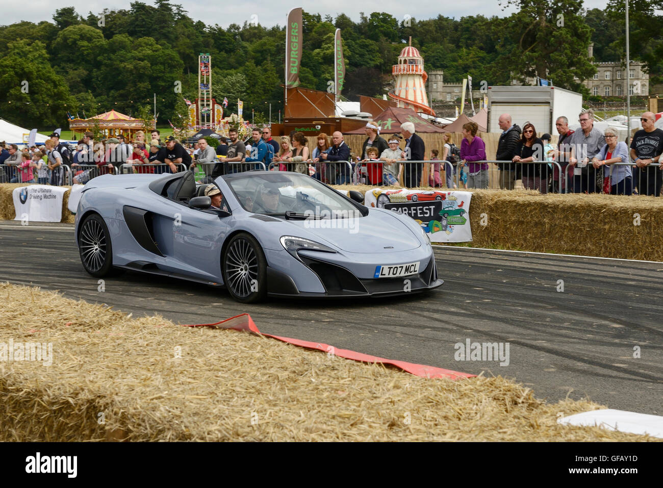 Carfest North, Bolesworth, Cheshire, UK. 30th July 2016. A McLaren Spyder on the track. The event is the brainchild of Chris Evans and features 3 days of cars, music and entertainment with profits being donated to the charity Children in Need. Andrew Paterson/Alamy Live News Stock Photo