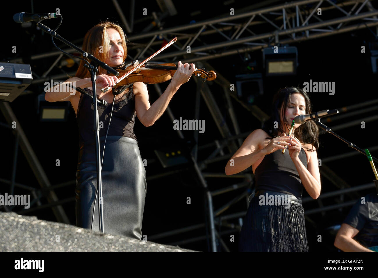 Carfest North, Bolesworth, Cheshire, UK. 30th July 2016. The Corrs performing on the main stage. The event is the brainchild of Chris Evans and features 3 days of cars, music and entertainment with profits being donated to the charity Children in Need. Andrew Paterson/Alamy Live News Stock Photo