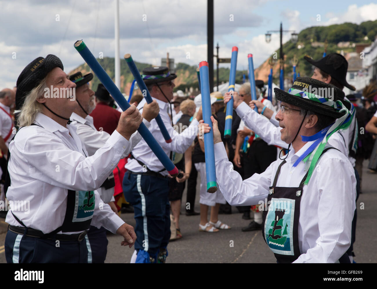 Sidmouth, Devon, UK. 31st July, 2016. Folk Dancing - Sidmouth Folk Week, Devon 31st July 16 Folk dancing all along the Esplanade is a feature of Sidmouth Festival, which has been running in the South West regency town since 1955. © Tony Charnock/Alamy LiveNews Stock Photo