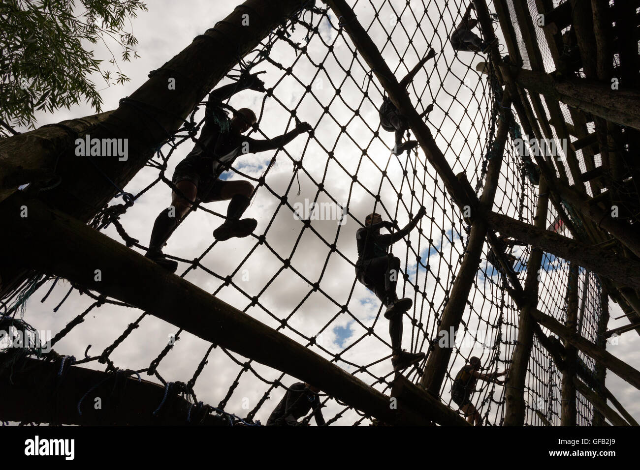 Tough Guy Nettle Warrior 2016 competitor, near Wolverhampton UK at the annual summer obstacle course Stock Photo