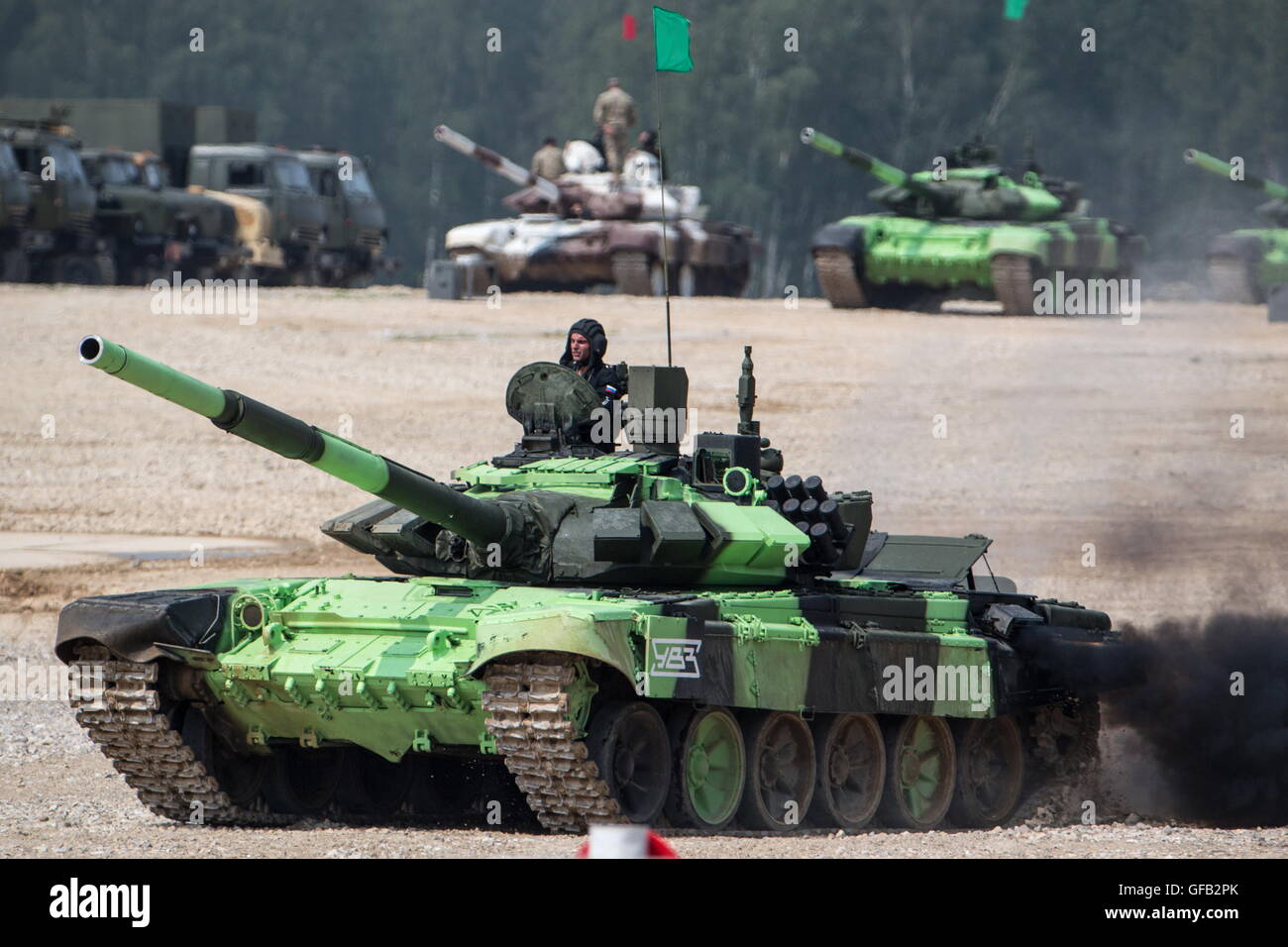 Moscow Region Russia 30th July 16 Russia S T 72b3 Tank In The Individual Race Event Of The Tank Biathlon Competition At Alabino Firing Range As Part Of The 16 Army Games An International