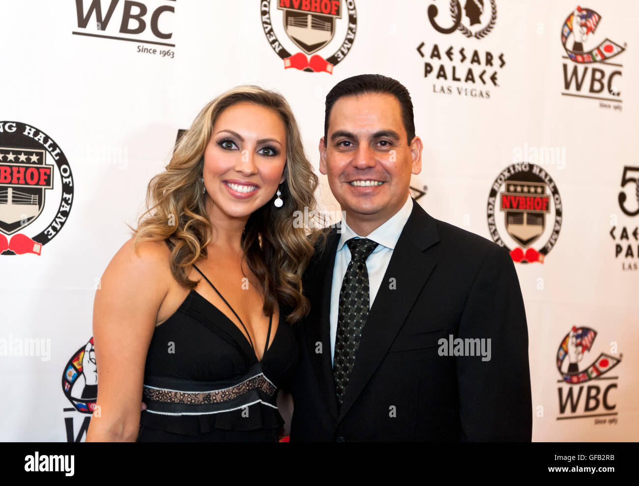 Caesars Palace, Las Vegas, Nevada, USA. 30th July, 2016. Crystina Poncher and Bernardo Osuna on the red carpet at the 4th Annual Nevada Boxing Hall of Fame Induction Ceremony Credit:  Ken Howard/Alamy Live News Stock Photo
