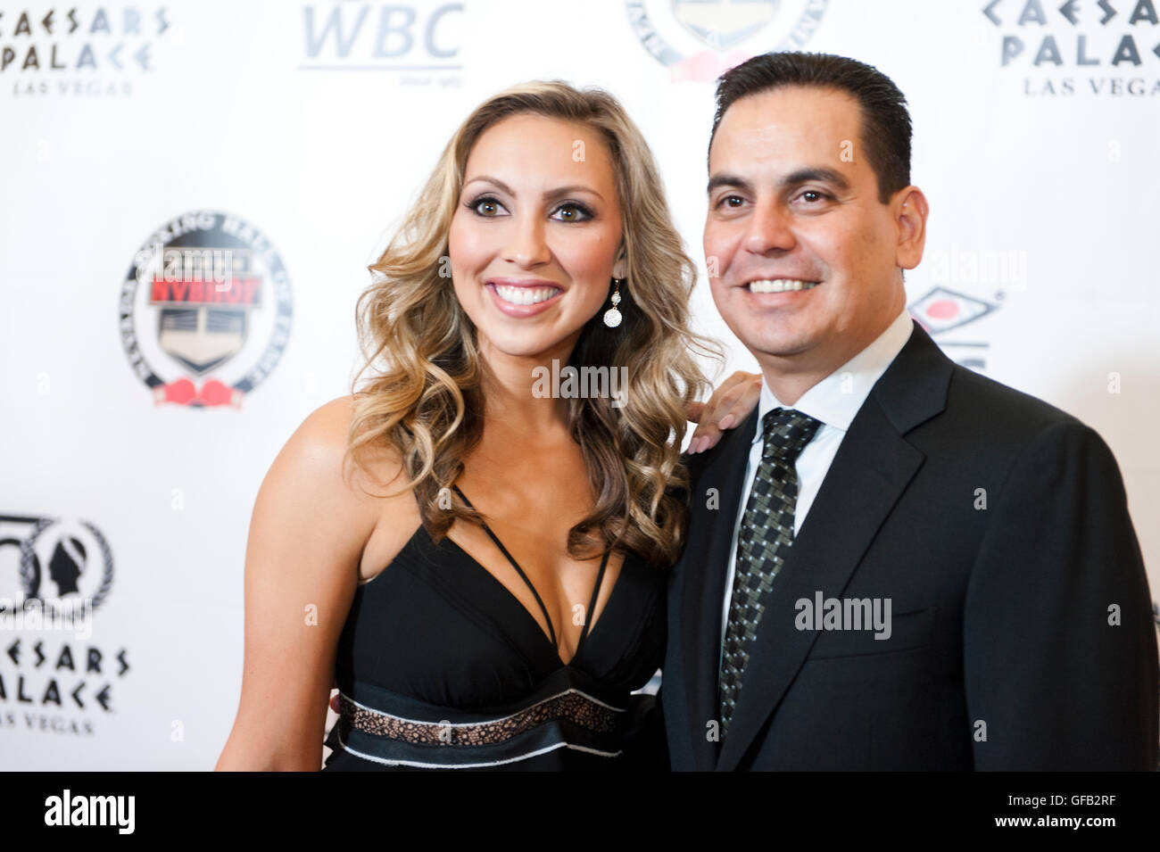 Caesars Palace, Las Vegas, Nevada, USA. 30th July, 2016. Crystina Poncher and Bernardo Osuna on the red carpet at the 4th Annual Nevada Boxing Hall of Fame Induction Ceremony Credit:  Ken Howard/Alamy Live News Stock Photo