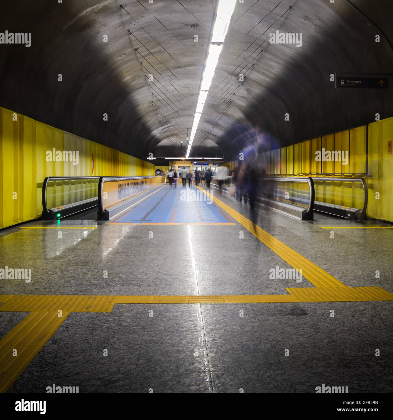 Inside a metro station in Rio de Janeiro, Brazil. The city is hosting the Olympic Games in 2016. Stock Photo