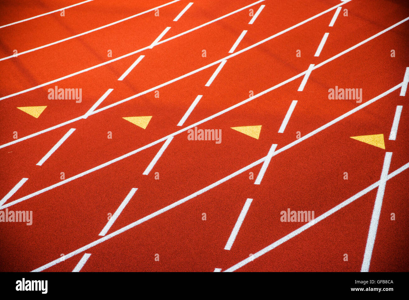 Close up of synthetic track surface at 2nd Annual Pennsylvania Distance Festival track & field meet Stock Photo