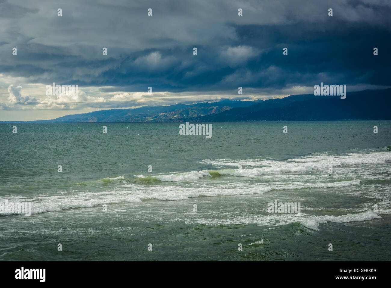 Storm clouds over Malibu and the Pacific Ocean, seen from Venice Beach ...