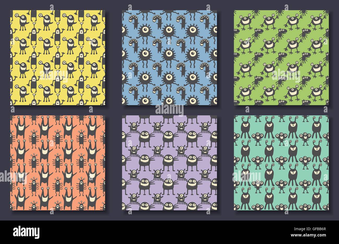 seamless pattern with monsters vector illustration Stock Vector Image ...