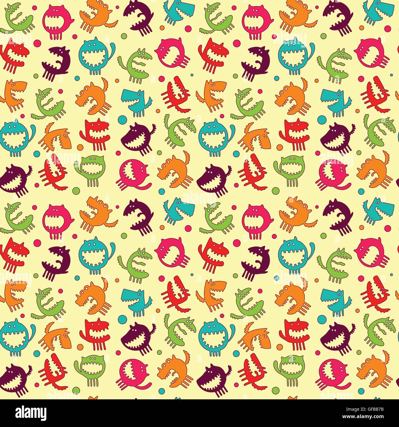 seamless pattern with monsters vector illustration Stock Vector Image ...