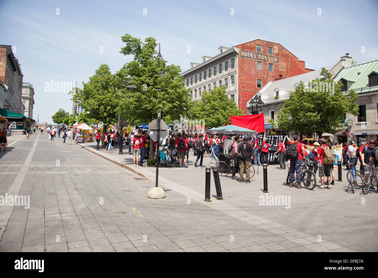 MONTREAL - MAY 27, 2016: Place Jacques-Cartier in old Montreal. It has become one of the liveliest spots in the whole city, with Stock Photo