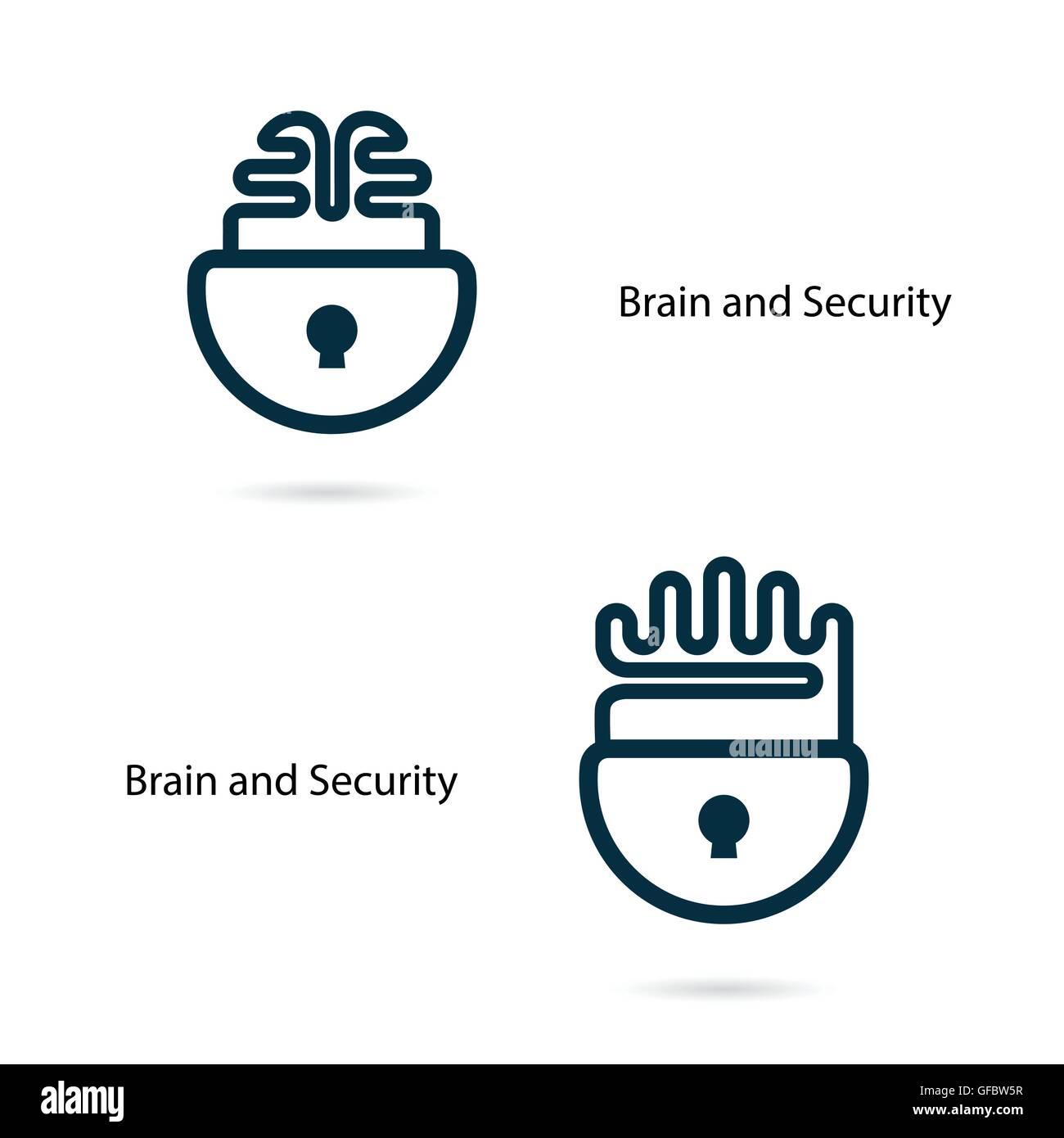 Creative brain sign with padlock symbol. Key of success.Concept of ideas inspiration, innovation, invention, effective thinking Stock Vector