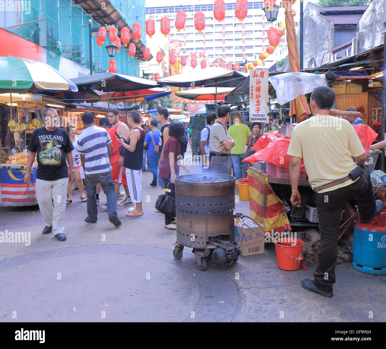 People shop at China town in Kuala Lumpur Malaysia. Stock Photo