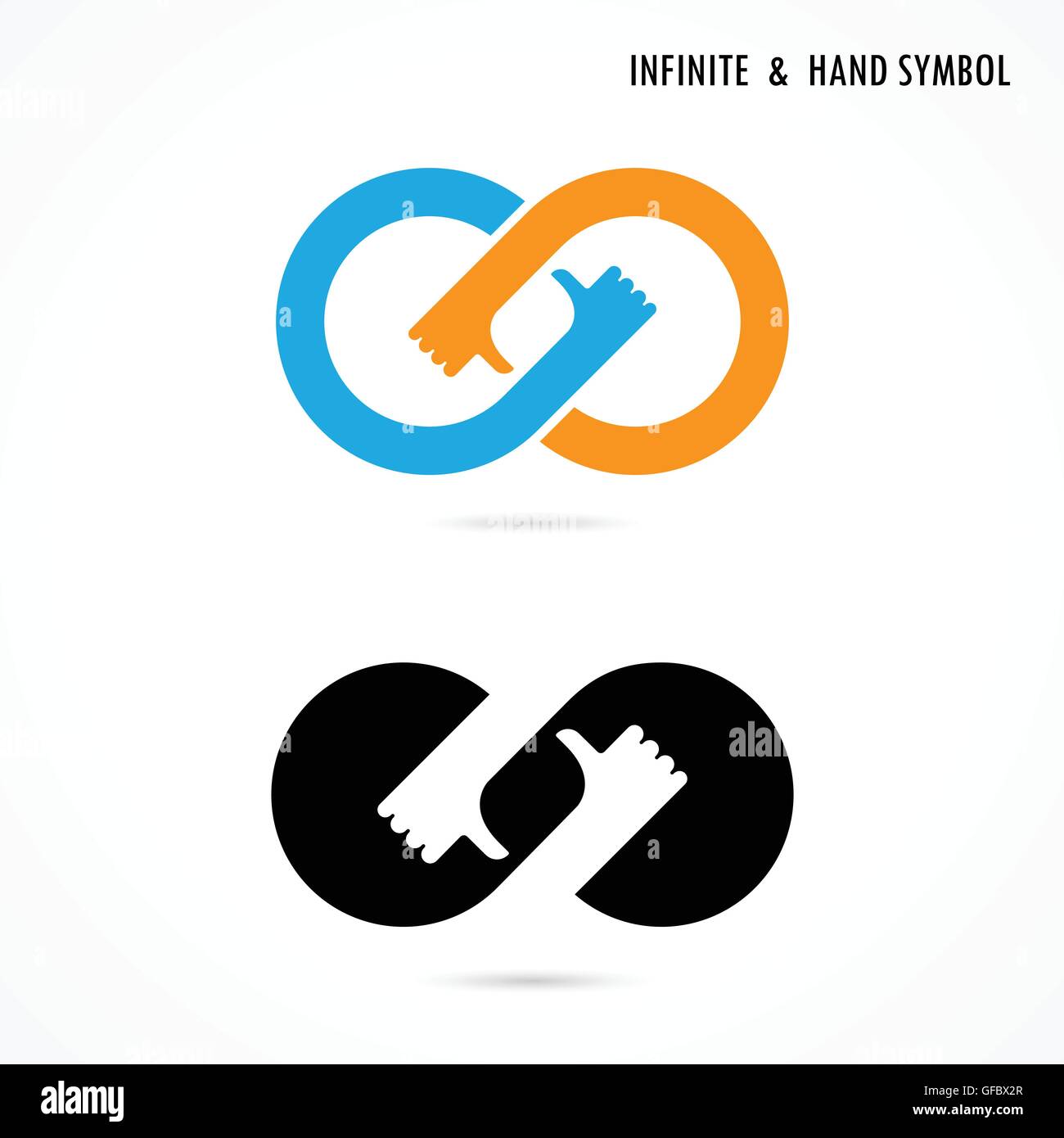 Hand sign and infinite logo elements design.Infinity sign.The best idea sign.Good idea logo.Vector illustration Stock Vector
