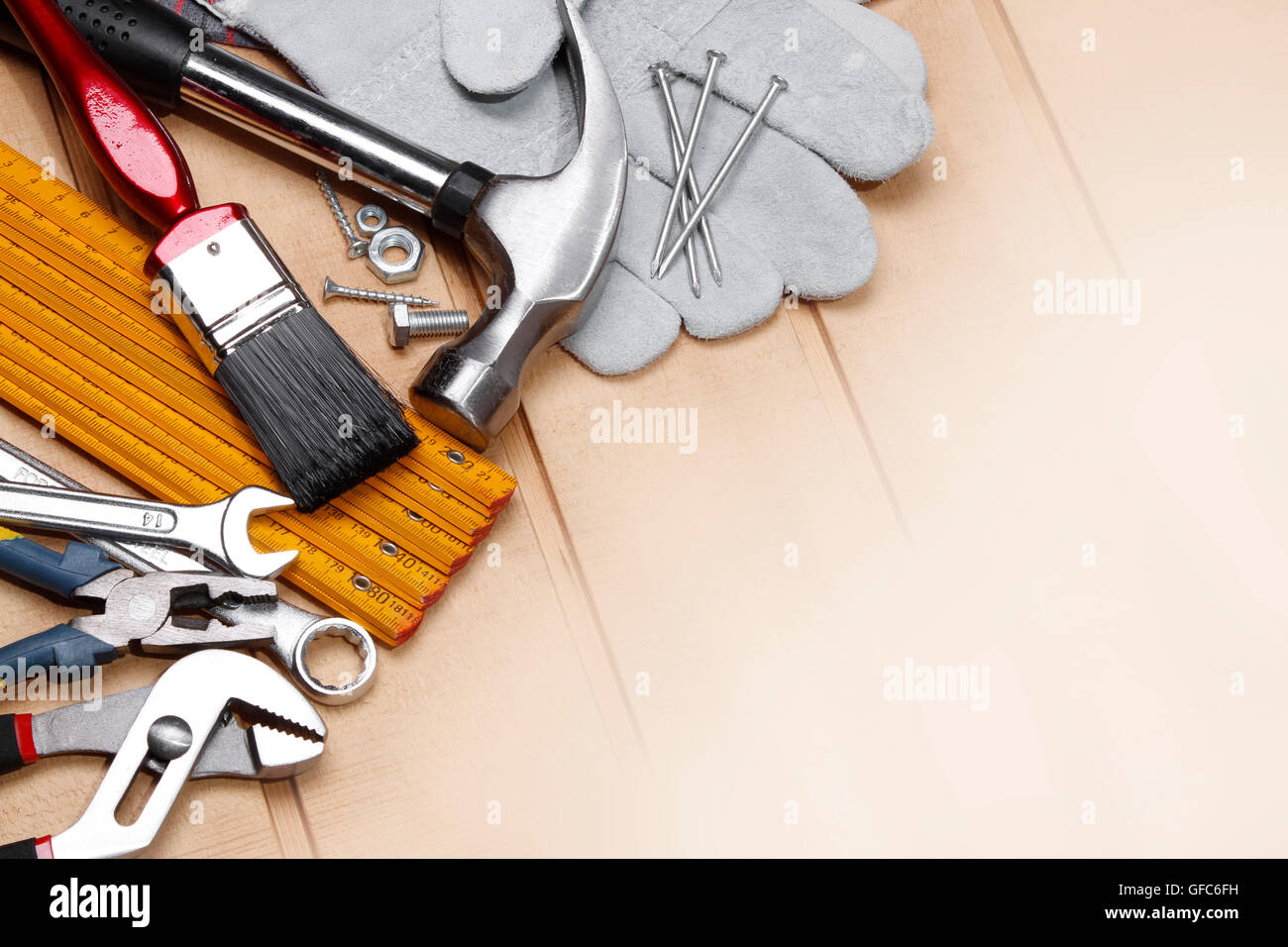 Various construction tools copy hi-res stock photography and images - Alamy