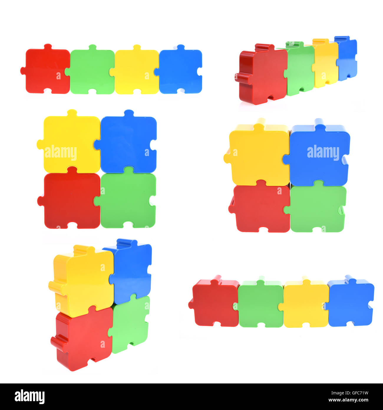 collection of Puzzle on white Stock Photo