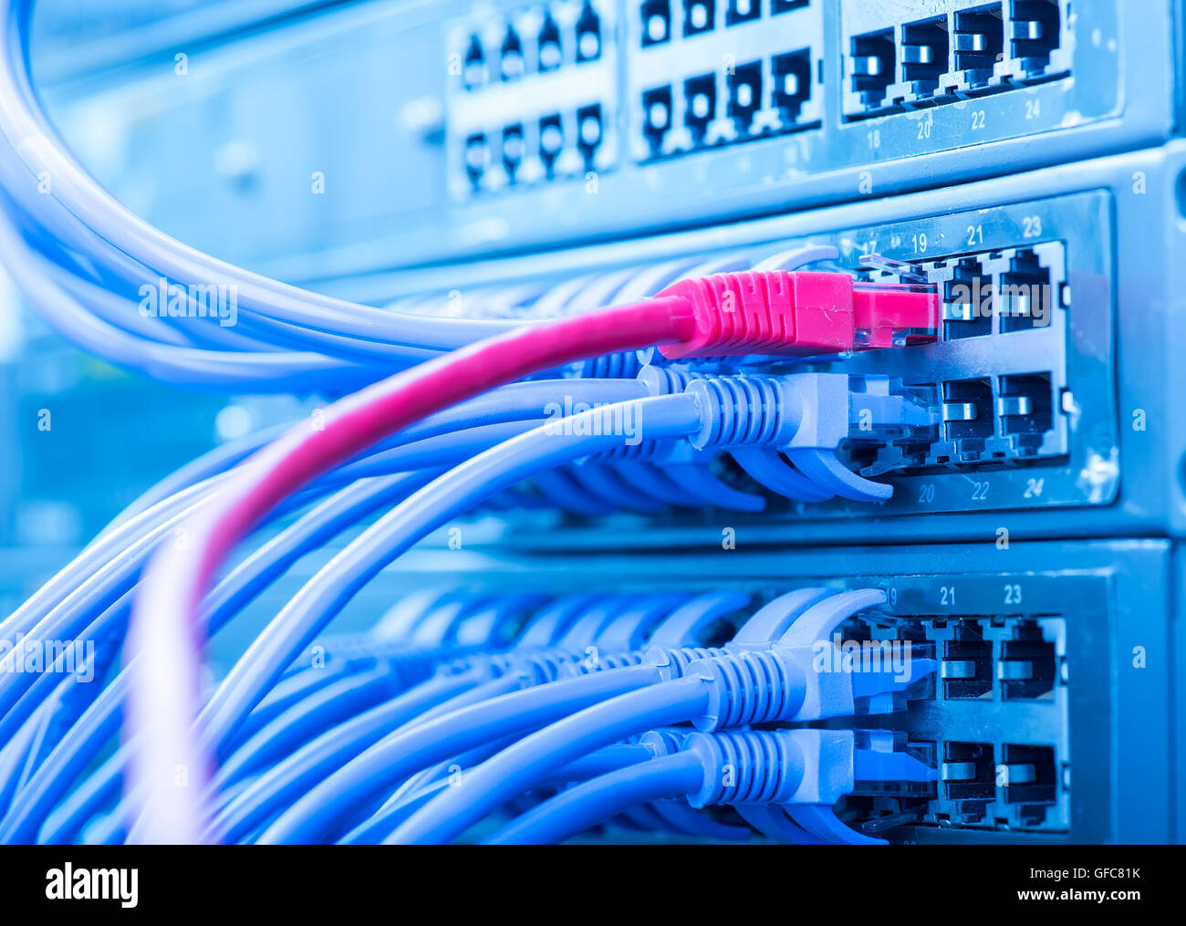 Network panel, switch and cable in data center Stock Photo - Alamy