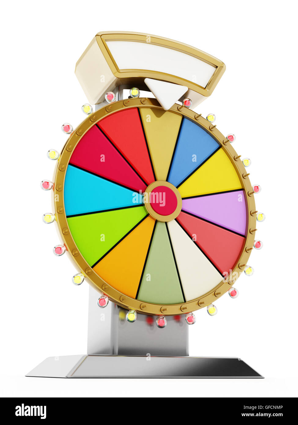 Wheel of fortune isolated on white background. 3D illustration. Stock Photo