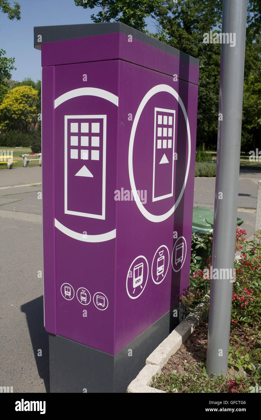Public transport ticket vending machine in City park Stock Photo