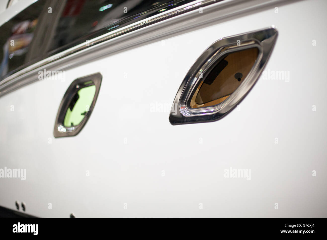 Close up of portholes of a luxury boatcolor image, canon 5DmkII Stock Photo