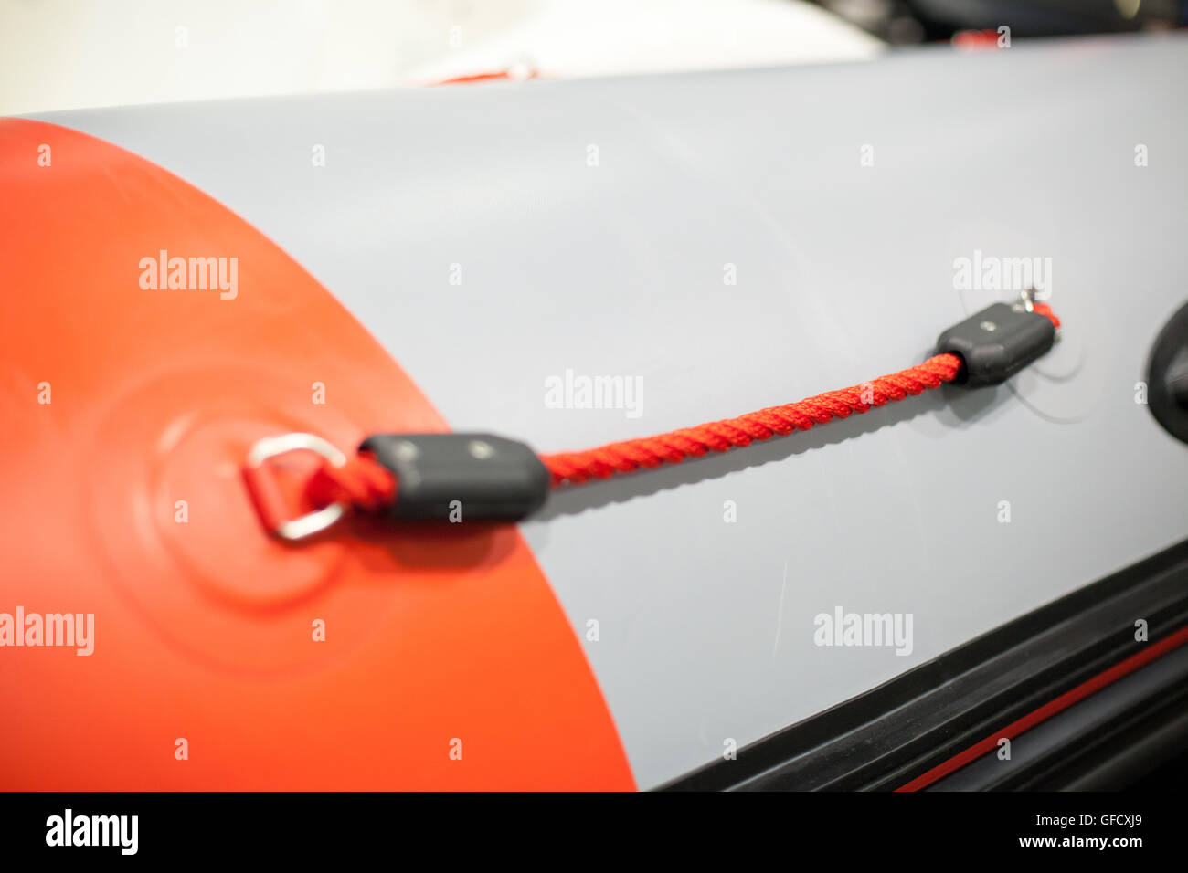 Safety rope of a rubber dinghycolor image, canon 5DmkII Stock Photo - Alamy