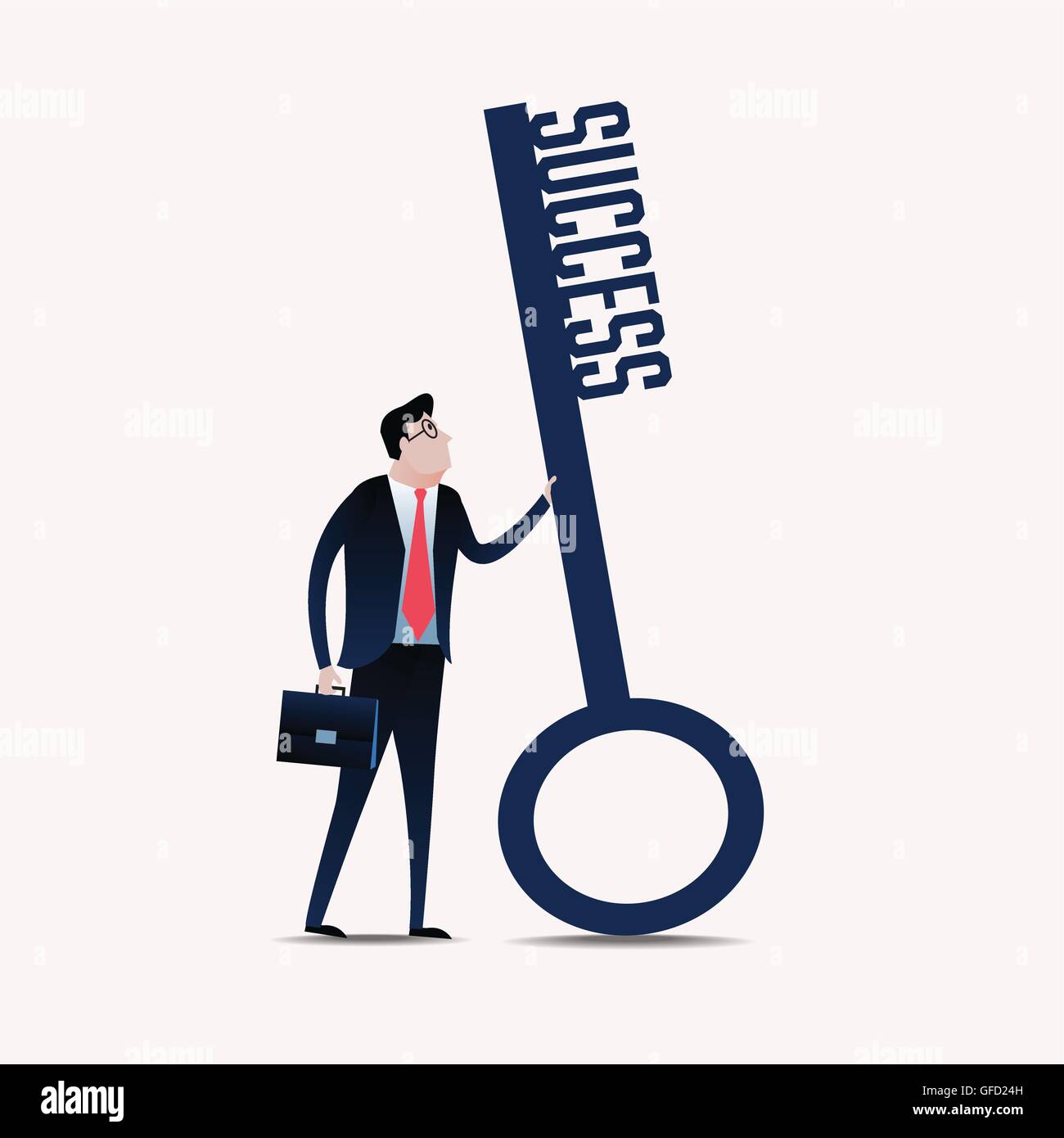 Businessman with a key success. business concept illustration vector ...