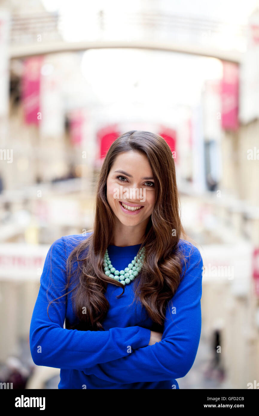 Portrait of beautiful woman indoor Stock Photo - Alamy