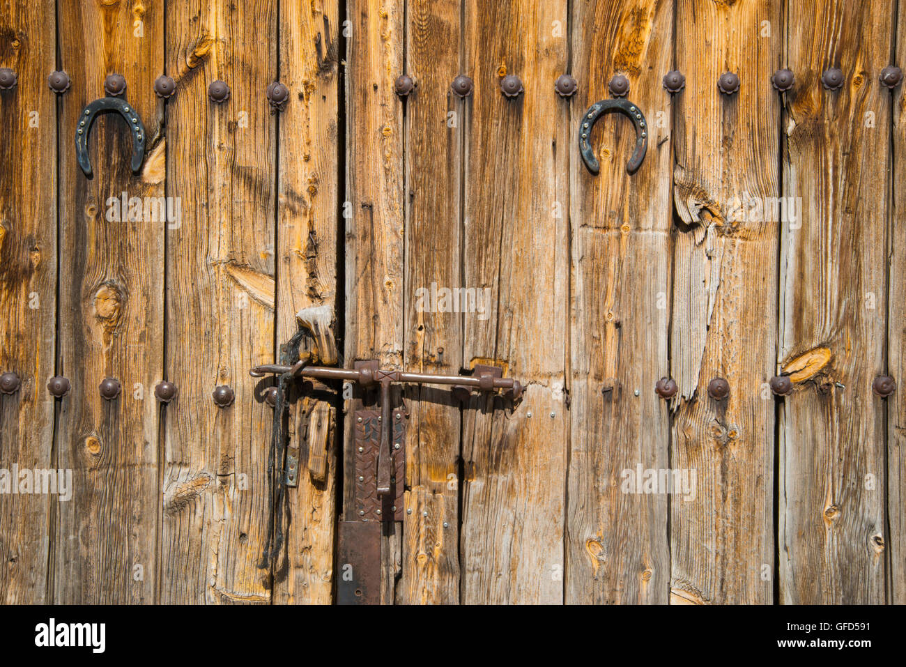 Old wooden door. Background. Stock Photo