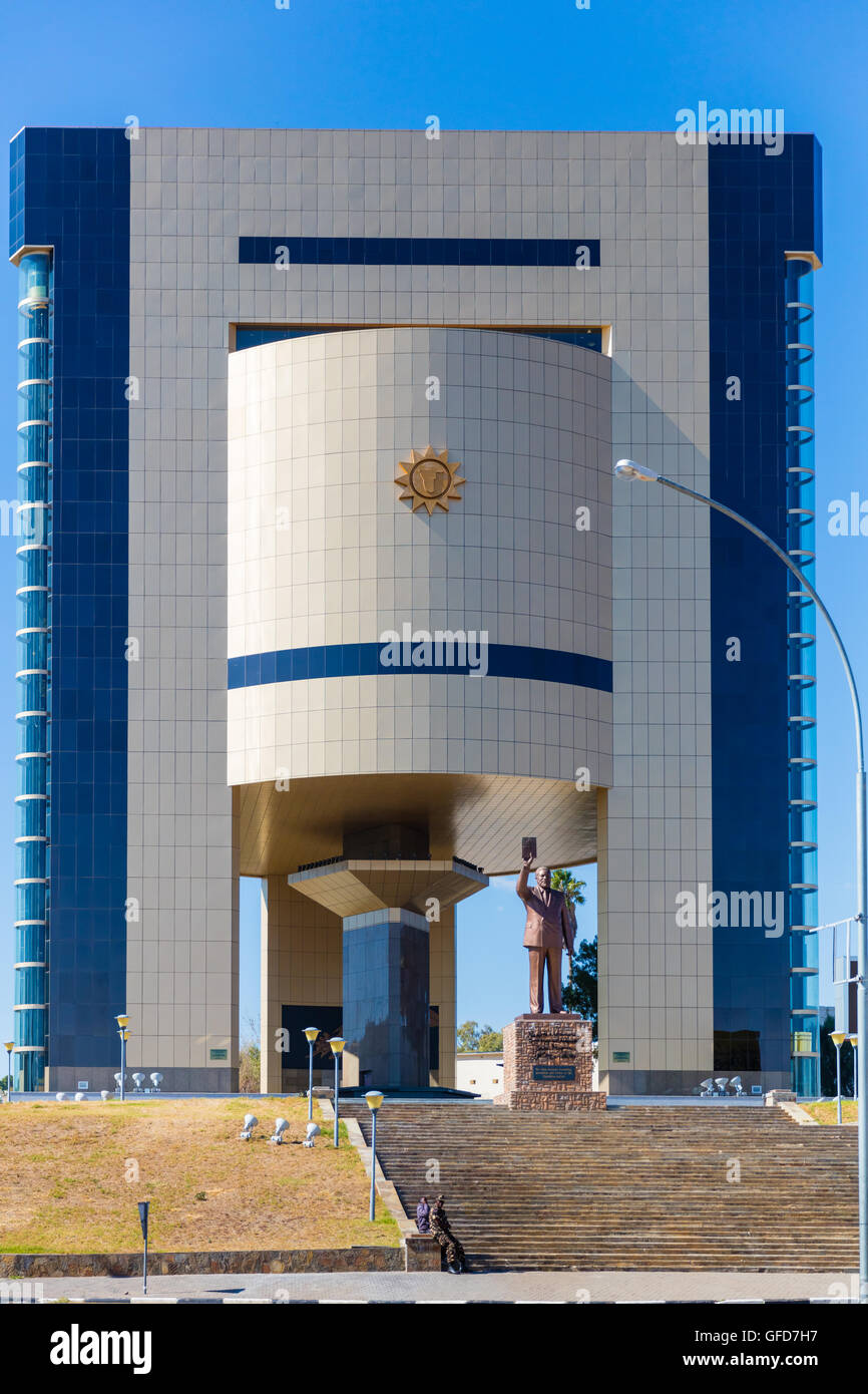 The Independence Memorial Museum sits on a prominent Windhoek hilltop location in Namibia's capital Stock Photo