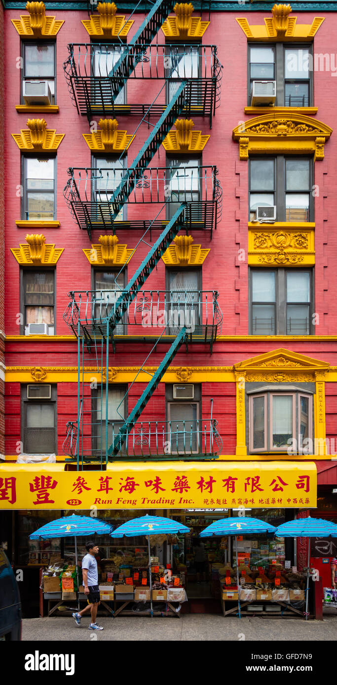 Manhattan's Chinatown is a neighborhood in Lower Manhattan, New York City. Stock Photo