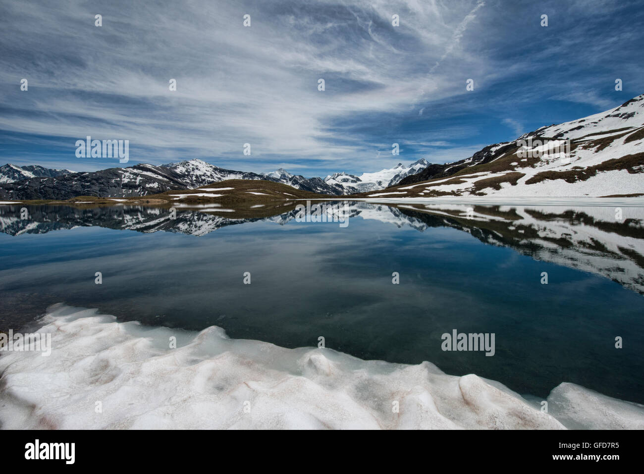 The picturesque Lac des Autannes along the Haute Route, Val d'Anniviers, Switzerland Stock Photo