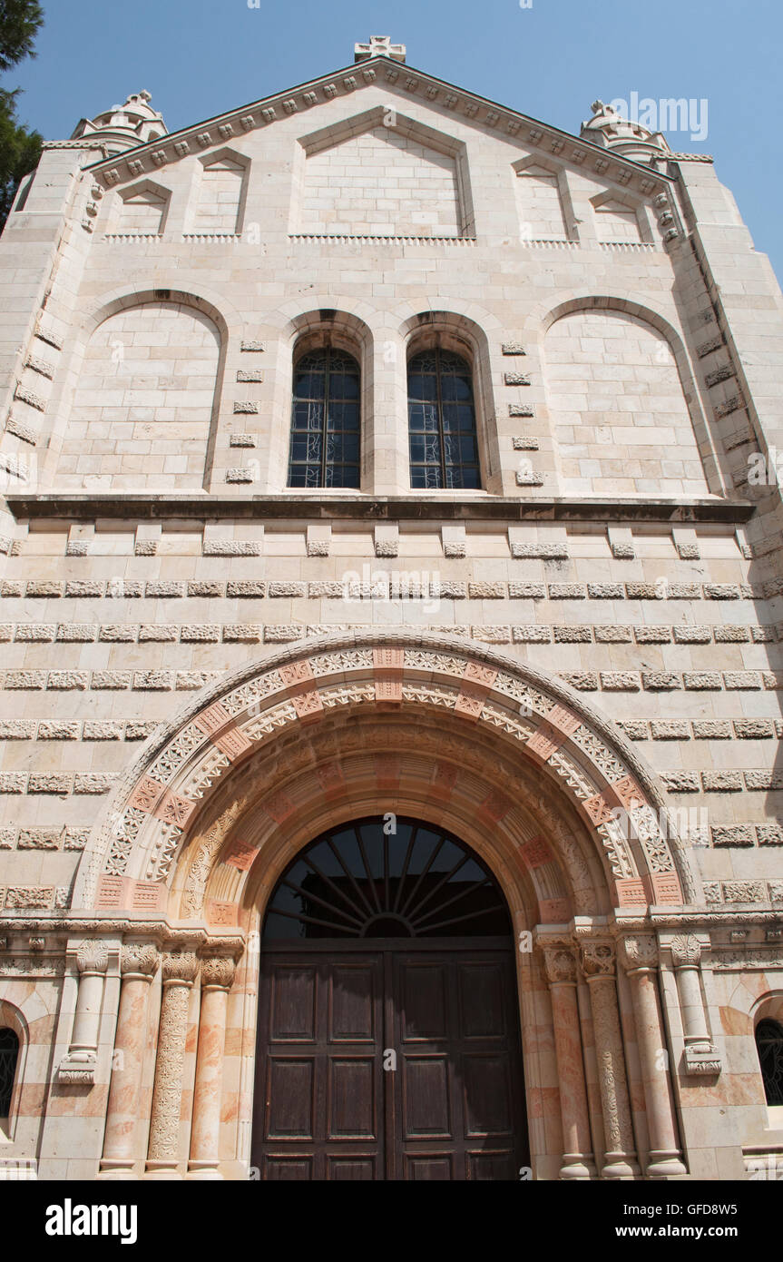 Jerusalem, Mount Zion: details of the Dormition Abbey, the Abbey of Hagia Maria Sion standing in the believed place where the Virgin Mary died Stock Photo