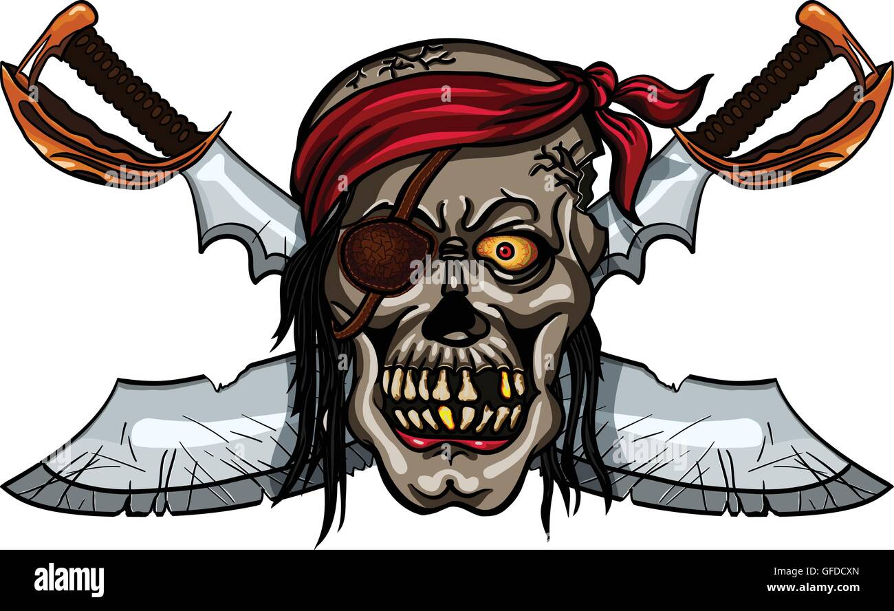 Danger pirate skull in bandanna and crossed swords for tattoo or t-shirt  design Stock Vector Image & Art - Alamy