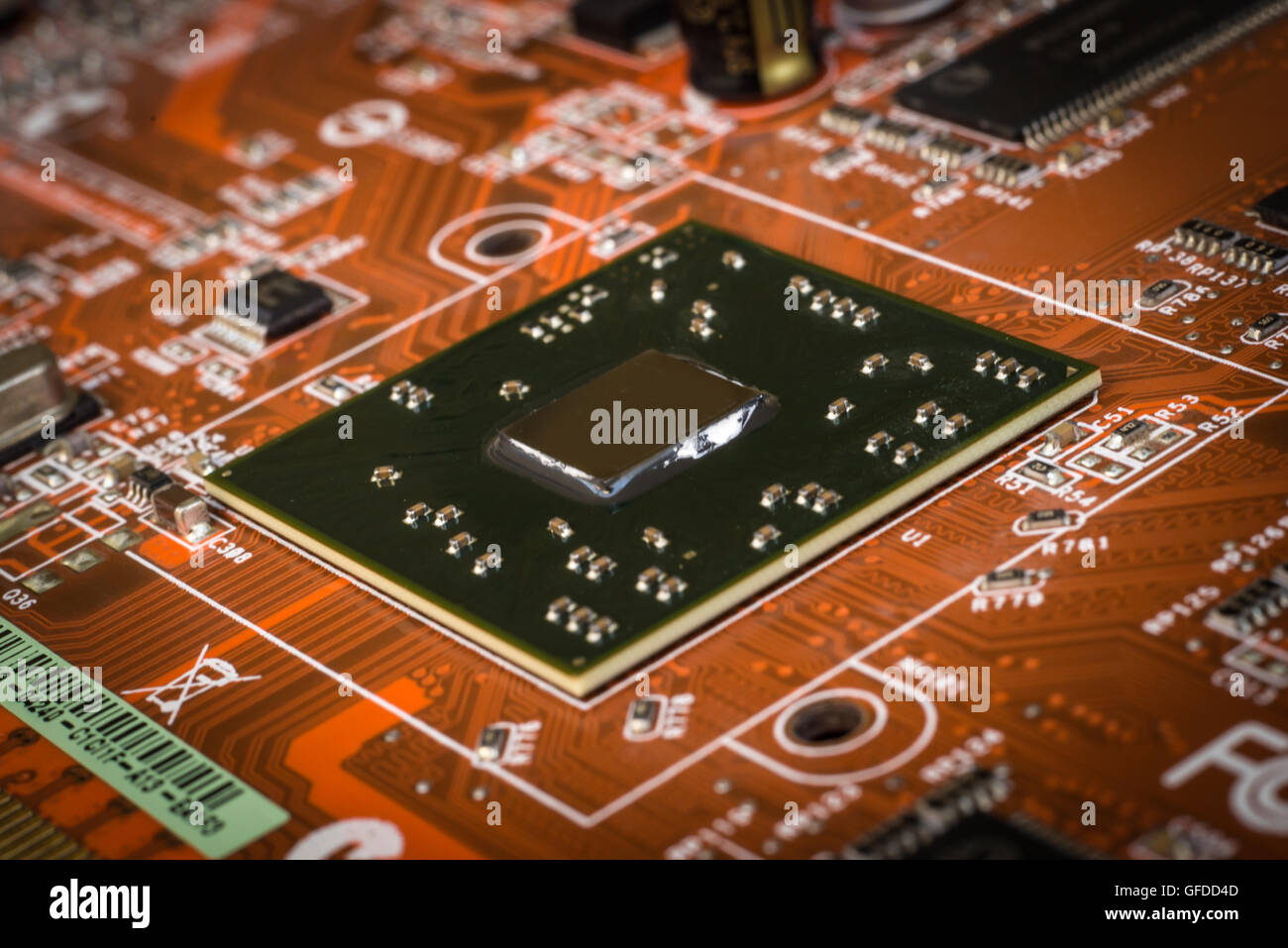Detail of an electronic circuit on computer graphic card Stock Photo ...