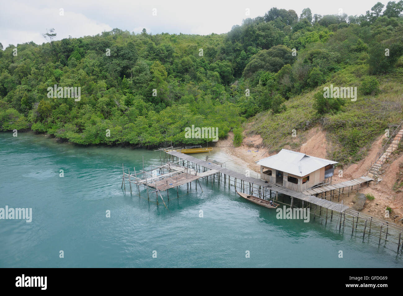 Dock on Batam Island, Indonesia Stock Photo