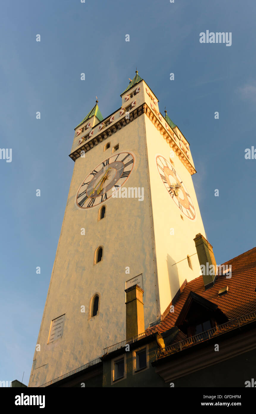 Straubing: City Tower, Germany, Bayern, Bavaria, Niederbayern, Lower Bavaria Stock Photo