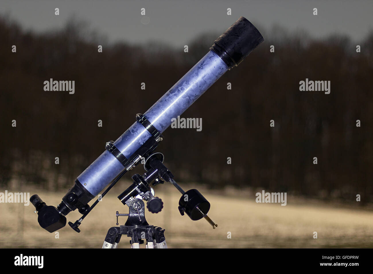 Telescope in night sky Winter edition frozen telescope Refractor