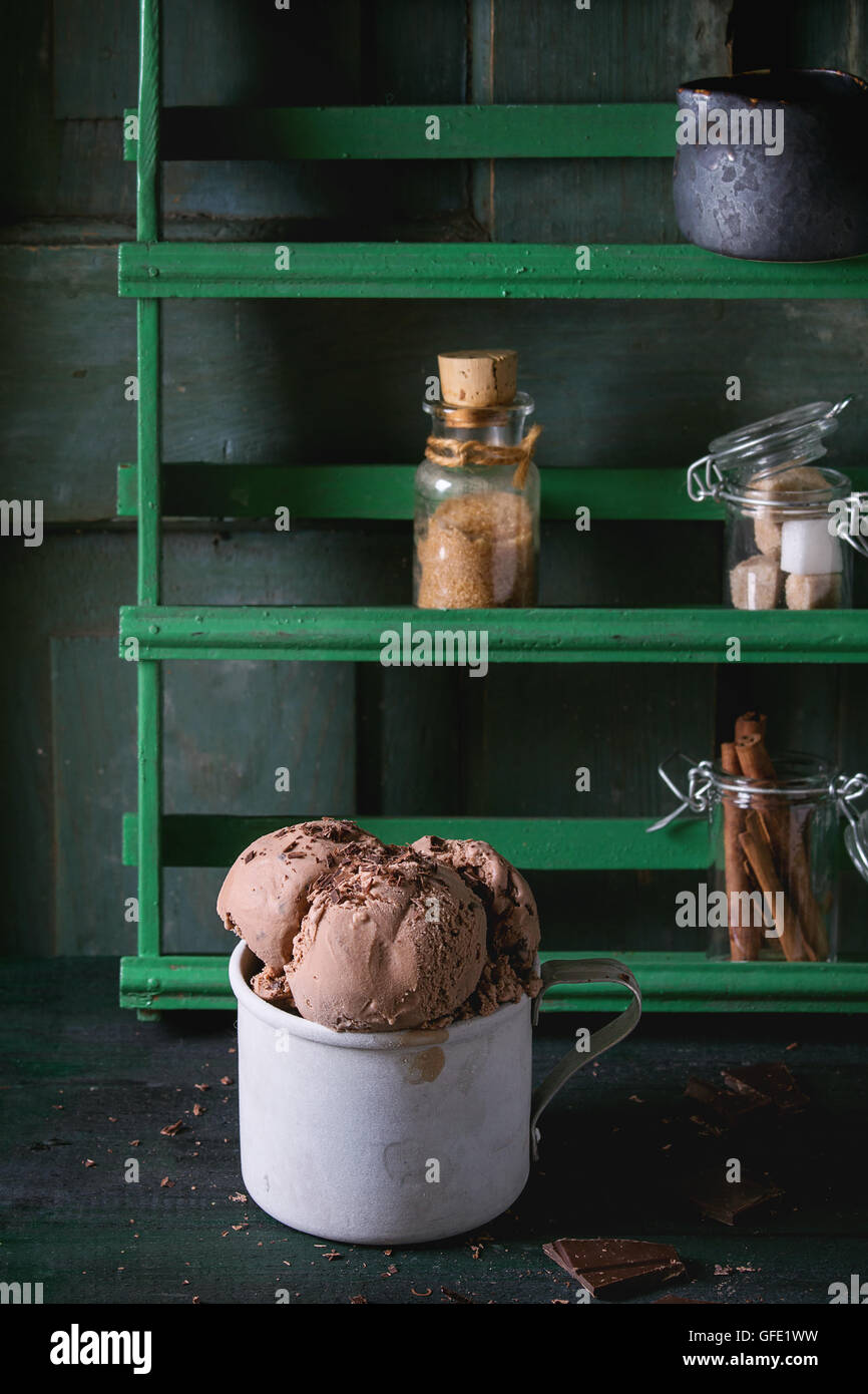 Mug with chocolate ice cream Stock Photo