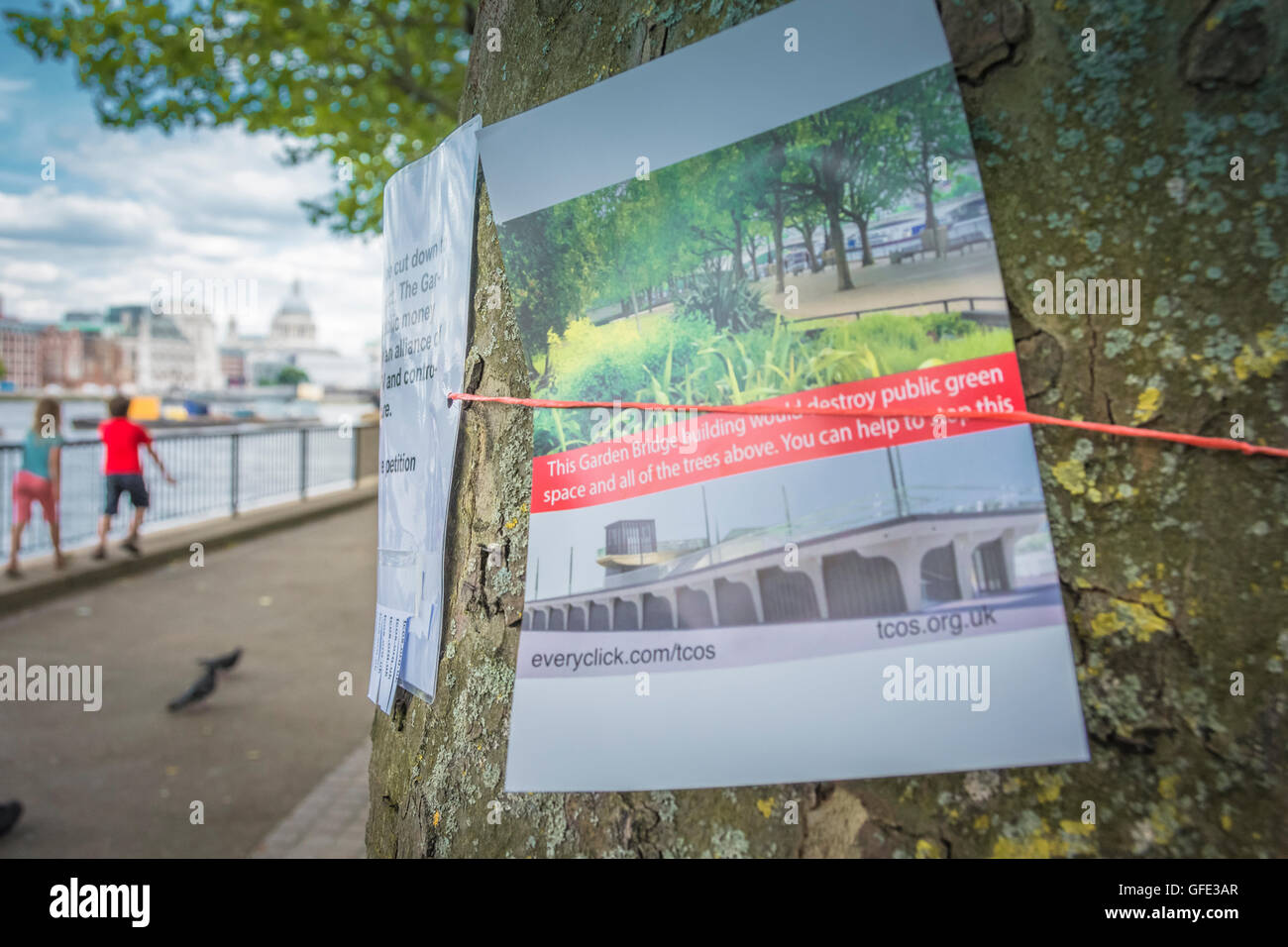 Proposed site of the controversial Garden Bridge on London's South Bank