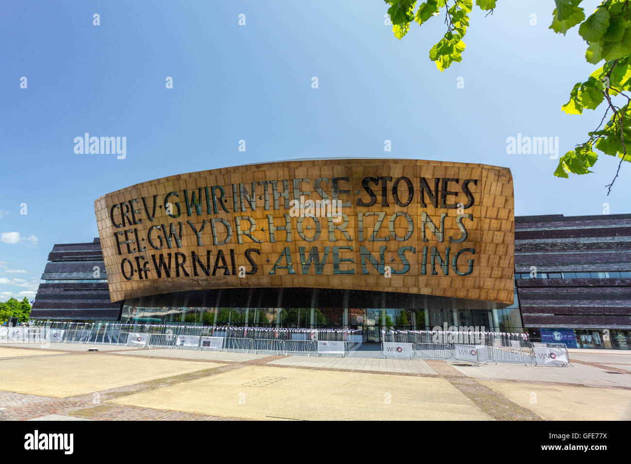 The Millennium Centre in the redeveloped docklands area of Cardiff, South Glamorgan, Wales, UK Stock Photo