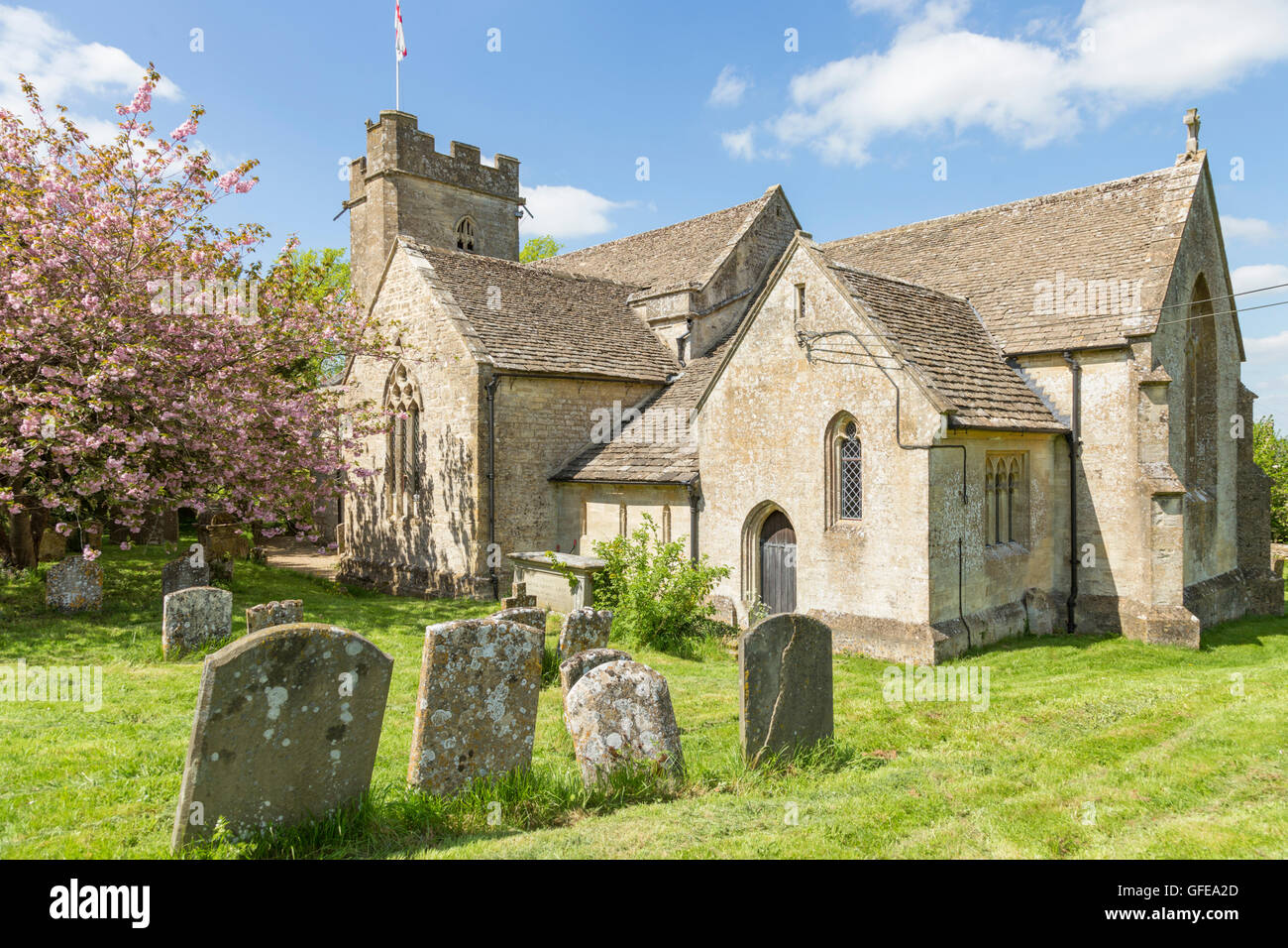 St Peter's Church in the Cotswold village of Windrush, Oxfordshire, England, UK Stock Photo