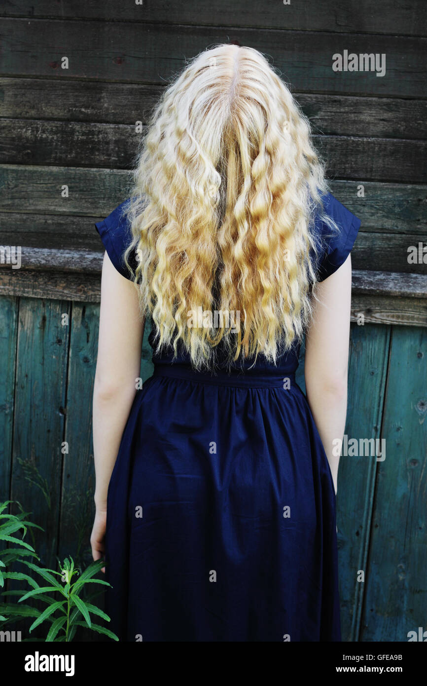Girl with long blond hair Stock Photo