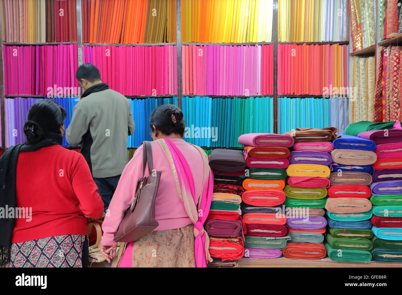 A colourful fabric shop in Kathmandu, Nepal Stock Photo Alamy