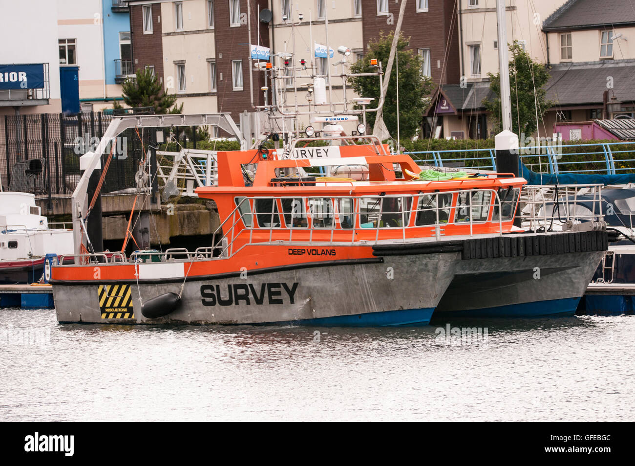 Deep Volans survey vessel in Carrickfergus Harbour. Stock Photo