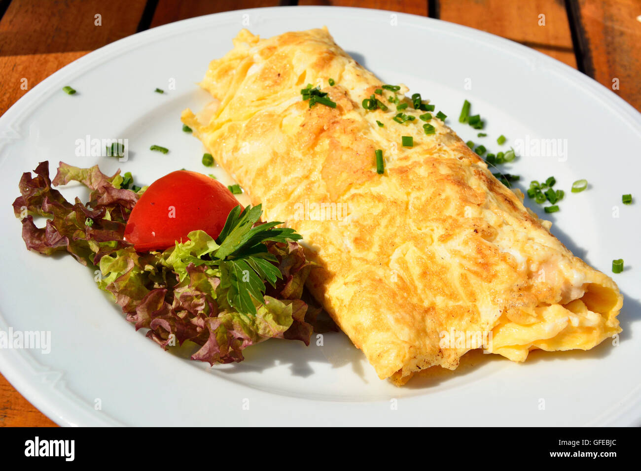 Omelette with salad Stock Photo