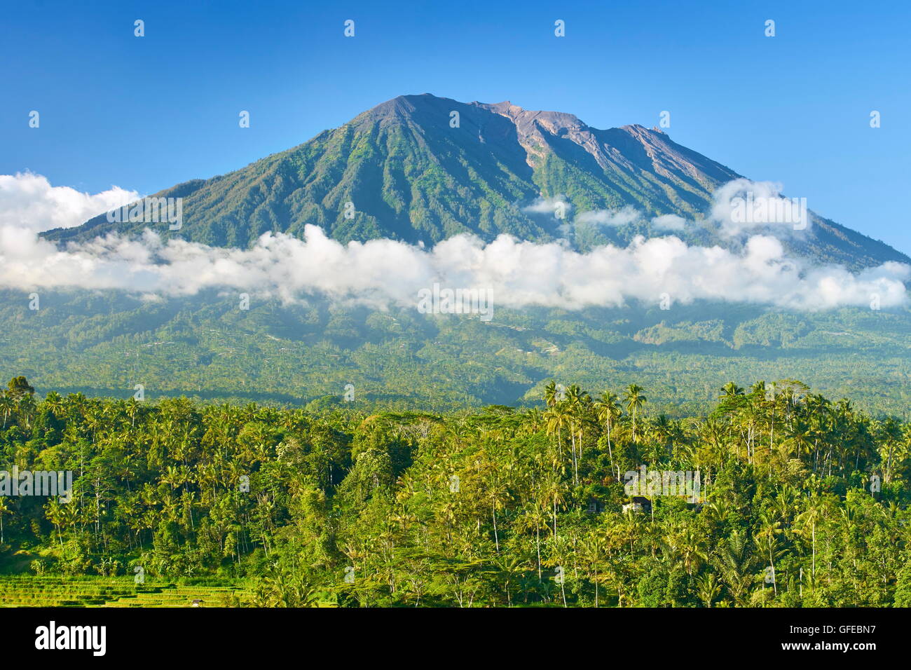 Gunung Agung Volcano landscape, Bali, Indonesia Stock Photo