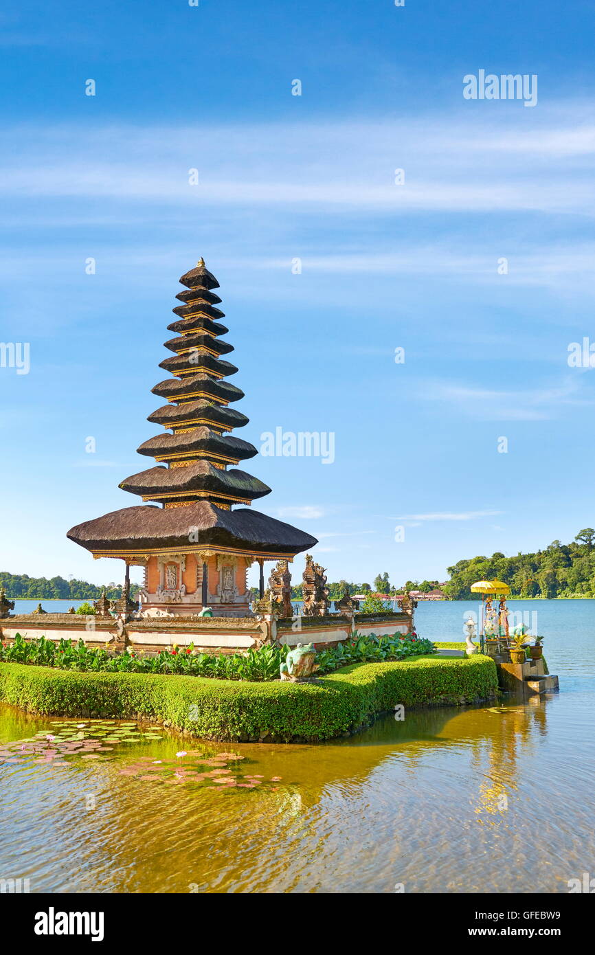 Pura Ulun Danu Temple on the Bratan Lake, Bali, Indonesia Stock Photo