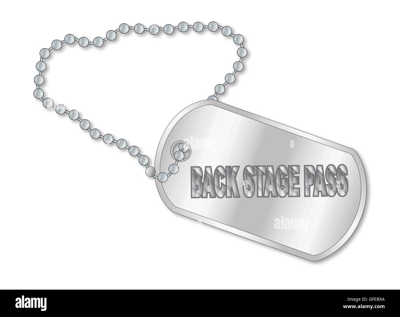 A military style dog tags with chain with the text Back Stage Pass Stock Vector