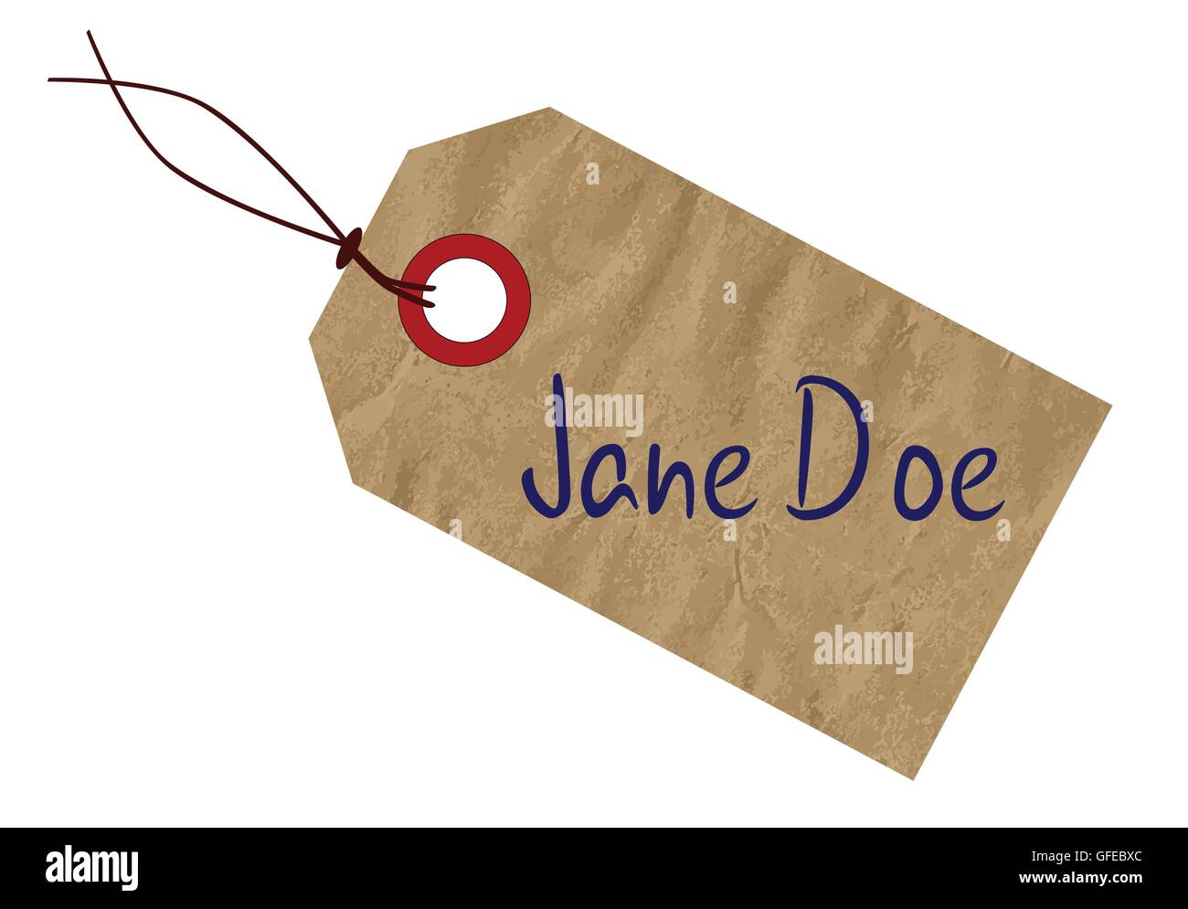 A Jane Doe brown paper tag over a white background Stock Vector