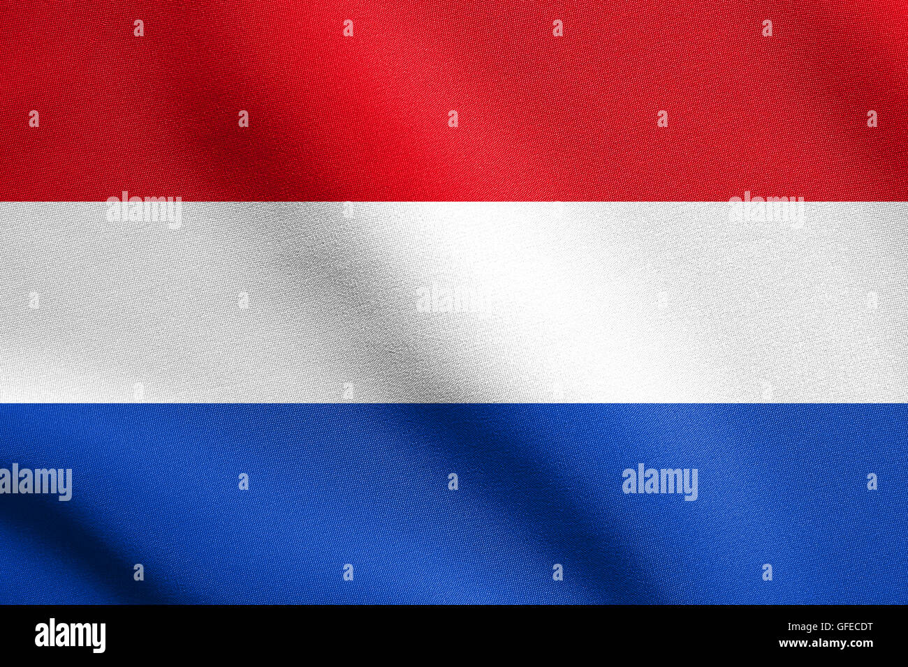 Flag of the Netherlands waving in the wind with detailed fabric texture Stock Photo