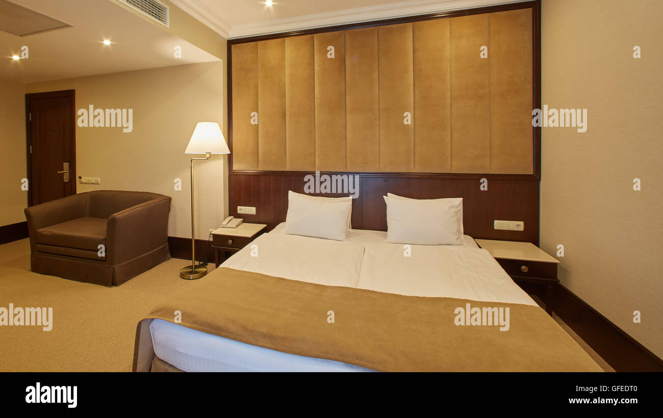 interior of double bed room Stock Photo Alamy