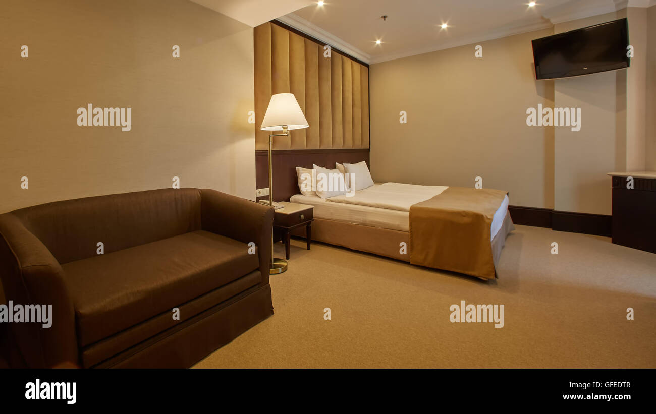 interior of double bed room Stock Photo Alamy